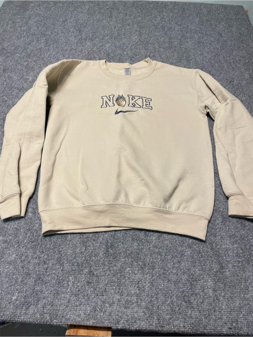 Men's Crewneck Sweatshirt in Beige with Logo Detail